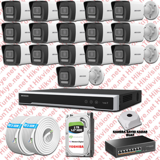 Hikvision 16 İp Kameralı 4mp Hibrit Colorvu Kamera Seti